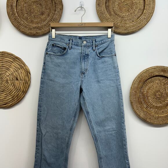 $188 AGOLDE Revolve High Waist Raw Edge Cherie High Rise Straight Jeans 27 - Picture 4 of 8